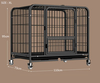 Cage pour chien en métal robuste cage pour chien à double porte chenil pour grands chiens parc pour animaux de compagnie facile à assembler avec quatre roues et plateau
