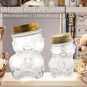 Frasco de Vidrio Transparente sin Plomo para Velas, con Forma de Osito, para Regalo Infantil, con Tapa de Aluminio - Product Image 2