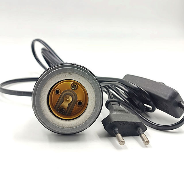 1.8M National Standard 0.75 EU Round Plug E27 303 Switch Waterproof and High-Temperature Resistant Lamp Holder
