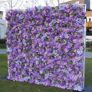 Customized for Wedding Plastic Panel White Rose Cloth Artificial Decorative Flower Wall <strong>Floral</strong> Backdrop Flower Wall 3d - Product Image 3
