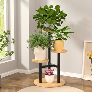 Multilayer Flower Pot Stand Round Wrought Iron Floor Standing Living Room Indoor Plant Display Rack - Product Image 4