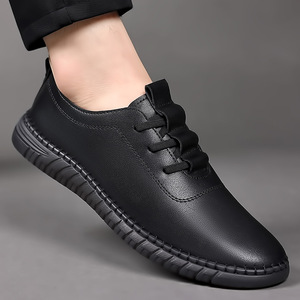 Zapatos Casuales de Hombre Blancos, Sin Cordones, de Piel Vacuna Genuina, Punta Redonda, Suela de Goma Antideslizante, Cómodos para Primavera y Otoño - Product Image 2