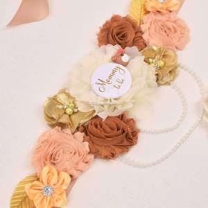 Lot de 3 ceintures de maternité de luxe faites à la main pour la fête prénatale, ensemble de corsages pour future maman et future papa, <span class=keywords><strong>ceinture</strong></span> de <span class=keywords><strong>grossesse</strong></span> florale pour bébé - Product Image 2