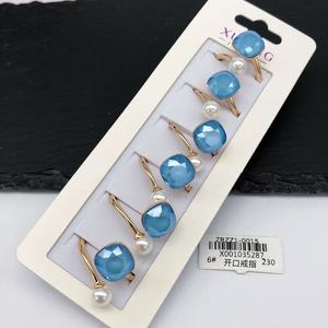 징징 슈핑 주얼리 인스 패션 멀티 컬러 18K 금도금 크리스탈 웨딩 파티 반지 하트 모양 라인스톤 여성용 선물 - Product Image 5