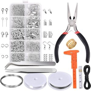 Diy Jewelry Making Kit Alloy Findings With Pliers Tweezers <b>Wire</b> And Tools For Bracelet Necklace <b>Crafting</b> - Product Image 1