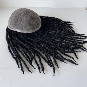 Tupé <span class=keywords><strong>de</strong></span> Cabello Humano Remy Indio para <span class=keywords><strong>Hombre</strong></span>, Estilo Afro Freetress, <span class=keywords><strong>Trenzas</strong></span> <span class=keywords><strong>de</strong></span> Ganchillo, Encaje Completo, <span class=keywords><strong>Largo</strong></span>, Decolorado, Nudos Invisibles - Product Image 1