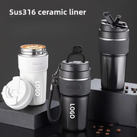 Tumbler haut de gamme en acier inoxydable à double paroi, revêtement céramique, isolé sous vide, tasse à café de voyage 500ml