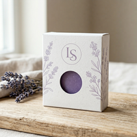 Caja de Jabón de Papel Kraft Premium con Logotipo Personalizado, Ventana Circular y Diseño de Olas Oceánicas