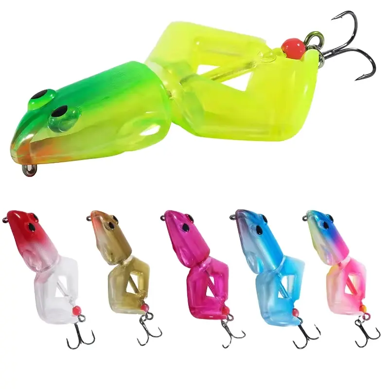 Byloo cina famoso Mini di alta qualità realistico 3d rana richiamo di pesca carpa nero verde giallo multi colore richiamo rana con gancio 6 #