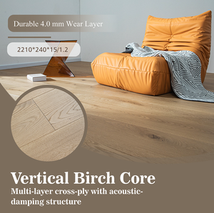 Suelo de Madera Multicapa de Abedul Lacado con UV, Diseño Moderno de Tablas Extra Anchas, Tono Miel Natural, 4.0mm, para Dormitorio, Sala de Estar, Exteriores y Parques - Product Image 2