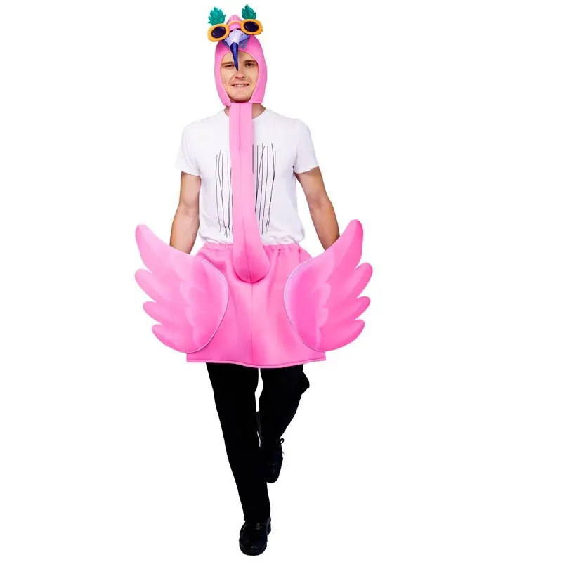 Costume di Halloween adulto fenicottero animale divertente Cosplay costumi da festa rosa uccello Cos