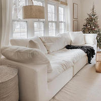 ATUNUS Wohnzimmer-Couch Großformatige Feder-Modulare Eckgarnitur Nordisches Modernes Weißes Modulares Ecksofa-Set
