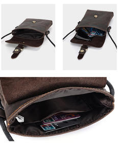 Bolso Bandolera de Cuero Genuino de Vaca Andong para Hombre, Bolso de Hombro de Cuero Crazy Horse para Teléfono, Estilo Moderno - Product Image 5