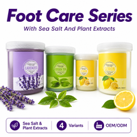 Série de soins des pieds Lavande Spa 4-en-1 au sel marin et extraits végétaux, exfoliant, anti-fatigue, anti-odeurs, pour peaux sensibles, 500ml 1000ml OEM