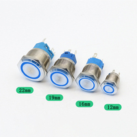 Lumière LED étanche IP65 5V/12V/24V/220V 10A avec interrupteur à bouton-poussoir en métal et plastique pour moteur de voiture rouge bleu