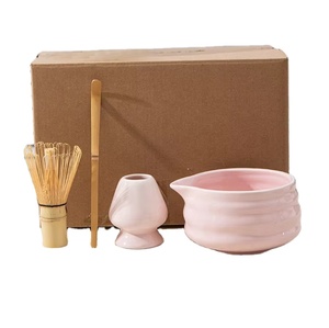 Bán buôn gốm Matcha Bát Set Hot Bán Chất lượng cao tre Whisk màu hồng quyến rũ - Product Image 1