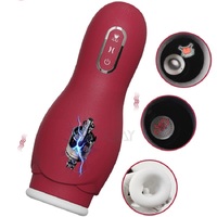 Automatischer Masturbator mit Einziehfunktion, Stoß-, Saug- und Vibrationsfunktion, Erwachsenen-Sexspielzeug für Männer mit Heizfunktion und TPE-Basis