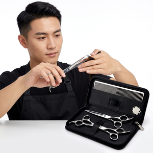 Kit de coiffure professionnel pour barbier, 5 pièces, acier inoxydable 440C, lame tranchante, manche droit moyen long, outils de salon de coiffure - Product Image 4