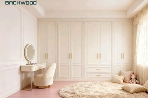 Accogliente e minimalista guardaroba rosa per ragazze con specchiera in legno massello porta ecologici mobili per camera da letto e soggiorno - Product Image 2