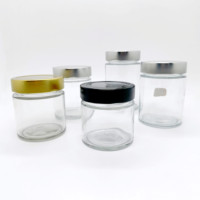 Remplissage et distribution faciles 370ml Grand pot rond en verre Ergo 380ml avec couvercles en métal à finition à cosse profonde