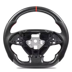 Pour <span class=keywords><strong>Chevrolet</strong></span> <span class=keywords><strong>Corvette</strong></span> <span class=keywords><strong>C7</strong></span> Z06 <span class=keywords><strong>2014</strong></span> 2015 2016 2017 2018 2019 volant en Fiber de carbone véritable roue de course en cuir perforé - Product Image 1