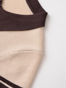 Haut tricoté décontracté respirant pour <span class=keywords><strong>femme</strong></span>, style rétro patchwork, manches courtes, collection été 2026, mélange vintage, style preppy - Product Image 5