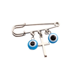 Pingente de Liga Prateada com Olho Grego Azul e Cruz, Tema Peru, para Crianças, Broche Infantil de Noivado - Product Image 1