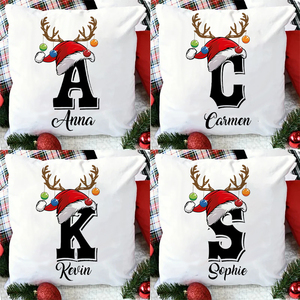 <strong>Personalised</strong> Christmas <strong>Pillow</strong> <strong>Case</strong> Initial with Name Cushion Cover Xmas Party Decor Home Pillowcase Xmas Gift for Family Friends - Product Image 1