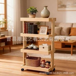 Estantería sencilla de madera para sala de estar, estantería móvil, estante de varios niveles para refrigerios, librero para habitación de invitados, almacenamiento para oficina. - Product Image 3