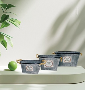 Antique Look <strong>Zinc</strong> Metal <strong>Planters</strong> Practical, Concise, and Aesthetically Pleasing - Product Image 2
