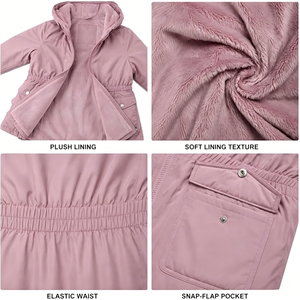 Veste imperméable mi-lourde pour filles, doublure en fourrure sherpa confortable, coupe-vent à capuche résistant à l'eau, veste zippée pour filles - Product Image 3