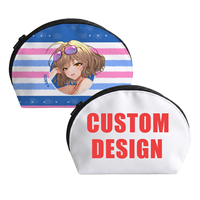 Monedero de Poliéster Semicircular Personalizado con Dibujos Animados, Bolsa con Cierre Impresa por Sublimación, Mini Bolsa de Cosméticos, Regalo Promocional