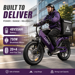 Vélo cargo électrique, pneus larges de 20 pouces, moteur sans balais 48V 750W, cadre en aluminium, longue autonomie, forte capacité de charge, vélo électrique de livraison - Product Image 1