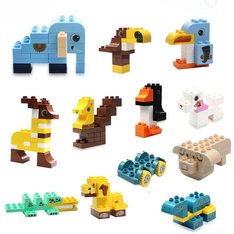 230pcs intelligent table game 13 in 1 large particle size blocks set DIY zoo animal car construction building blocks model toy