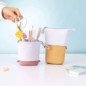 Retractable PU & Corduroy Pencil <b>Case</b>,2-in-1 Pen Pouch & Desk Organizer for School & Office,Pen Holder for Travel & Daily Carry - Product Image 3