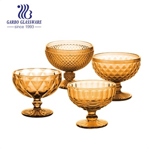 8盎司钻石设计纯色蓝绿色灰色紫色复古雕刻设计玻璃高脚杯酒杯 - Product Image 4