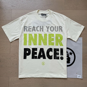 T-shirt en <span class=keywords><strong>coton</strong></span> peigné à manches courtes, coupe ample, grande taille, style streetwear américain, délavé et vieilli, avec imprimé lettres, pour le marché international - Product Image 1
