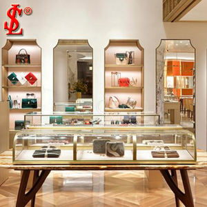 Kiosque à bijoux centre commercial de luxe comptoir en verre plaqué or personnalisé bijouterie vitrine 1688 achats en ligne bijoux ensembles - Product Image 3