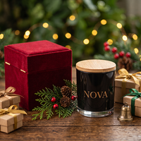 Vente en gros de pots à bougies en verre de luxe pour Noël, 8 oz, 10 oz, 14 oz, avec couvercle et boîte cadeau, décoration de Noël, logo personnalisé, directement de l'usine