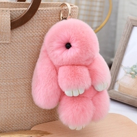 Gantungan Kunci Kelinci Rex Mini Bulu Lembut Boneka Plush Dekorasi Tas Mobil Hadiah untuk Wanita Grosir