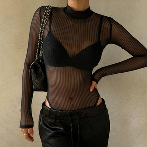 Body de Mujer Estilo Punk Oscuro, Transparente, con Cuello Redondo y Espalda Descubierta, para Club Nocturno - Product Image 2