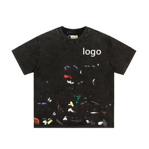 Camiseta Oversize de Algodón 100% de 300 GSM, Tejida y Estampada, Estilo Streetwear, con Diseño de Salpicaduras de Pintura Personalizado, Vintage, con Bloques de Color y Corte Cropped - Product Image 2