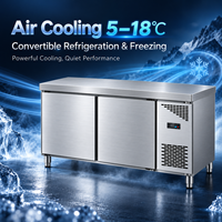 Refroidisseur d'air commercial pour cuisine, plan de travail en acier inoxydable, comptoir de restaurant sans givre