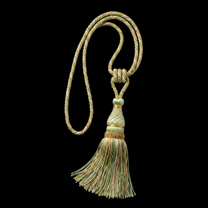 Traditional Green and Gold Textile <b>Curtain</b> Tiebacks with Elegant Tassel Design for Home Decorative Use - Product Image 1