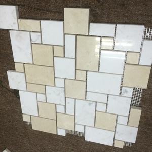 Mosaico de Mármol Blanco y Beige, Estilo Irregular, para Pared Interior de Sala de Meditación - Product Image 5