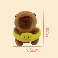 Porte-clés en peluche Capybara Kawaii mignon avec bouée de natation, pendentif de sac animal de dessin animé, poupée en peluche douce, cadeau d'anniversaire pour filles, jouet en peluche