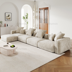 ATUNUS American Big Square Modular Sectional Sofa <strong>Couch</strong> Set Japanese Mid-Century Large Sofa Corduroy Fabric Sofa Set