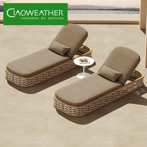 Lit de repos en rotin, mobilier d'extérieur, chaise longue en <span class=keywords><strong>bois</strong></span>, mobilier de piscine, transats d'extérieur, lit de jour, mobilier de patio, chaise longue en teck - Product Image 1