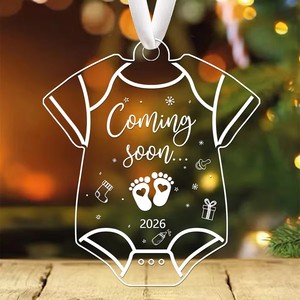 Décoration de fête - Ornement d'annonce de grossesse « Bientôt là » avec cœur, décoration suspendue pour sapin de Noël - Product Image 6