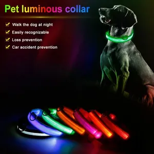 Phụ Kiện Điều Chỉnh Chó Sáng Cổ Áo Vật Nuôi Nguồn Cung Cấp Nylon Chó Cổ Áo Flash Đêm An Toàn LED Glow Dog Khai Thác Cat Collars